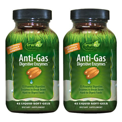 Front view of Irwin Naturals Anti-Gas Digestive Enzymes bottle