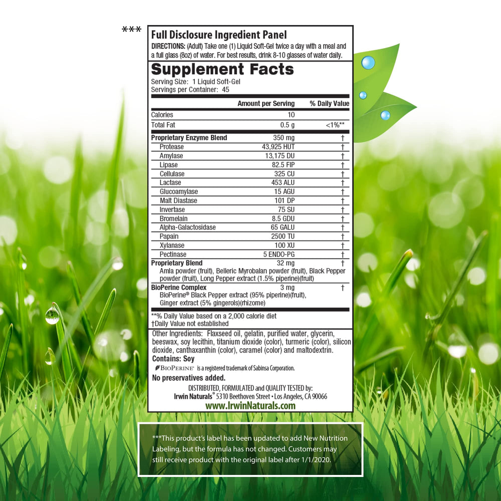 Close-up of ingredient list on Irwin Naturals bottle