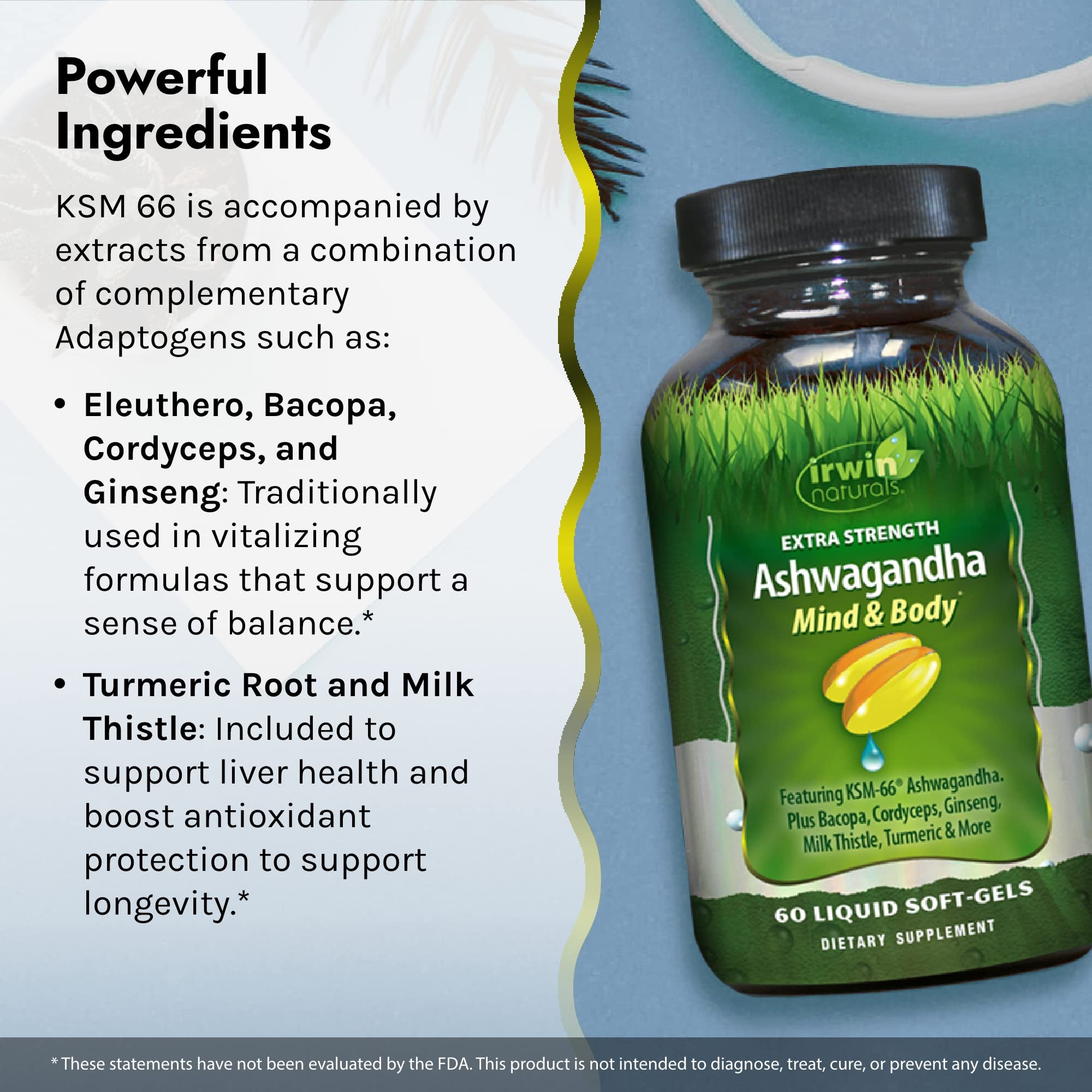 Adaptogens blend including eleuthero, bacopa, cordyceps and ginseng