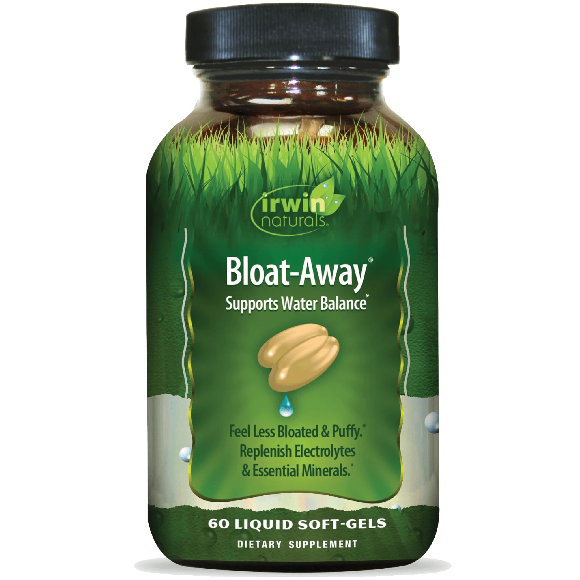 Irwin Naturals Bloat-Away bottle front showing water balance support.