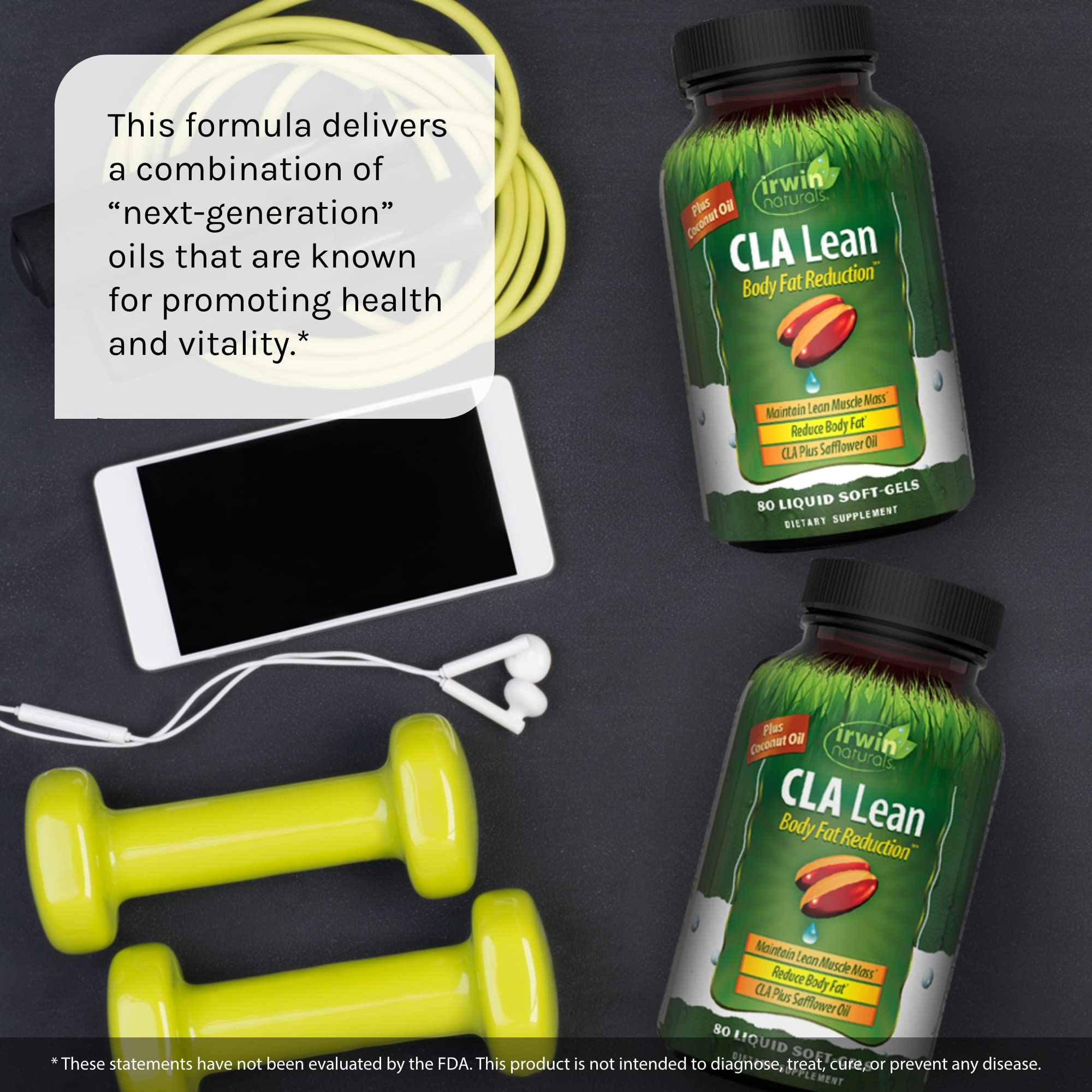 Product shot featuring Irwin Naturals CLA Lean Body Fat Reduction
