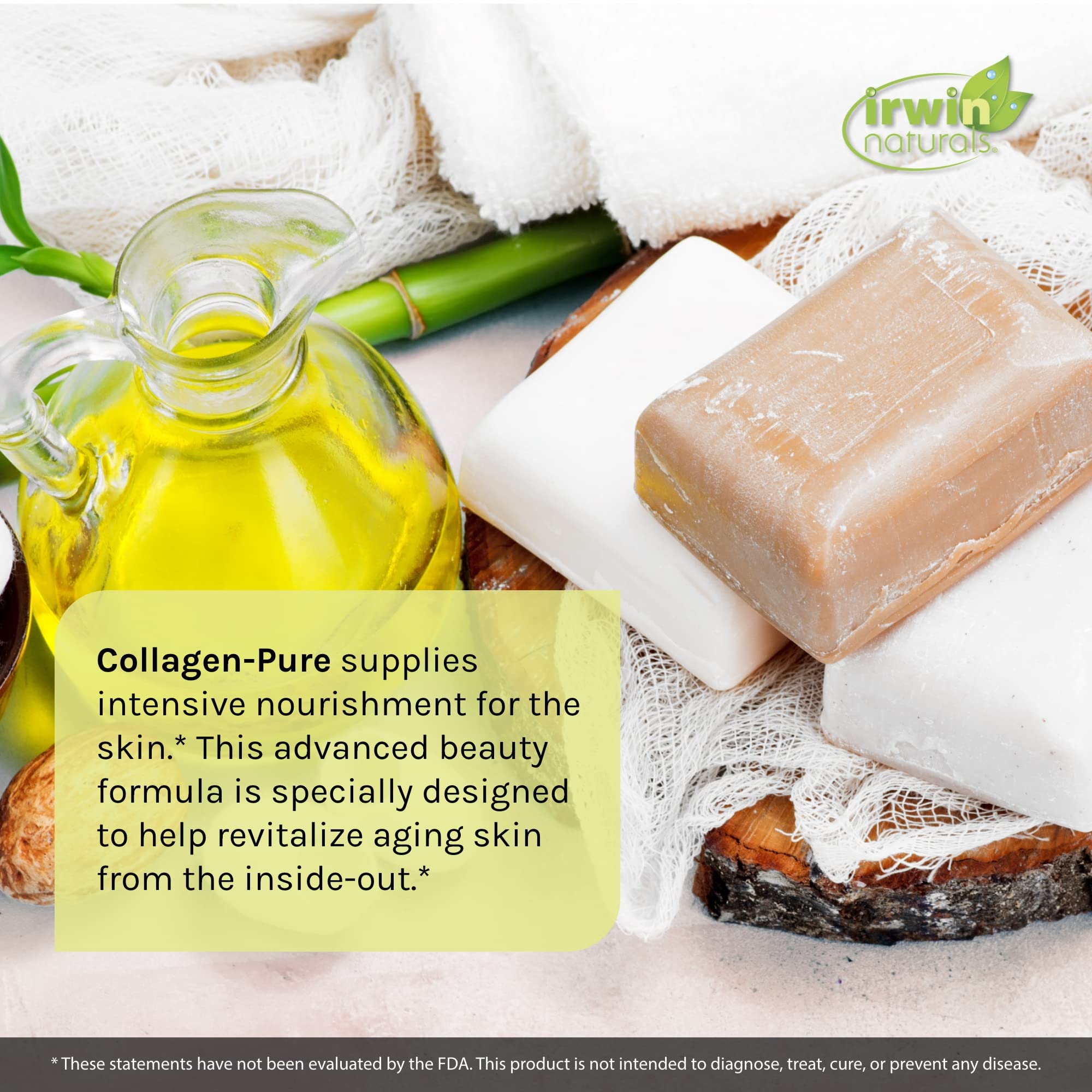 Close-up of collagen ingredients and nutrients in Irwin Naturals Collagen-Pure