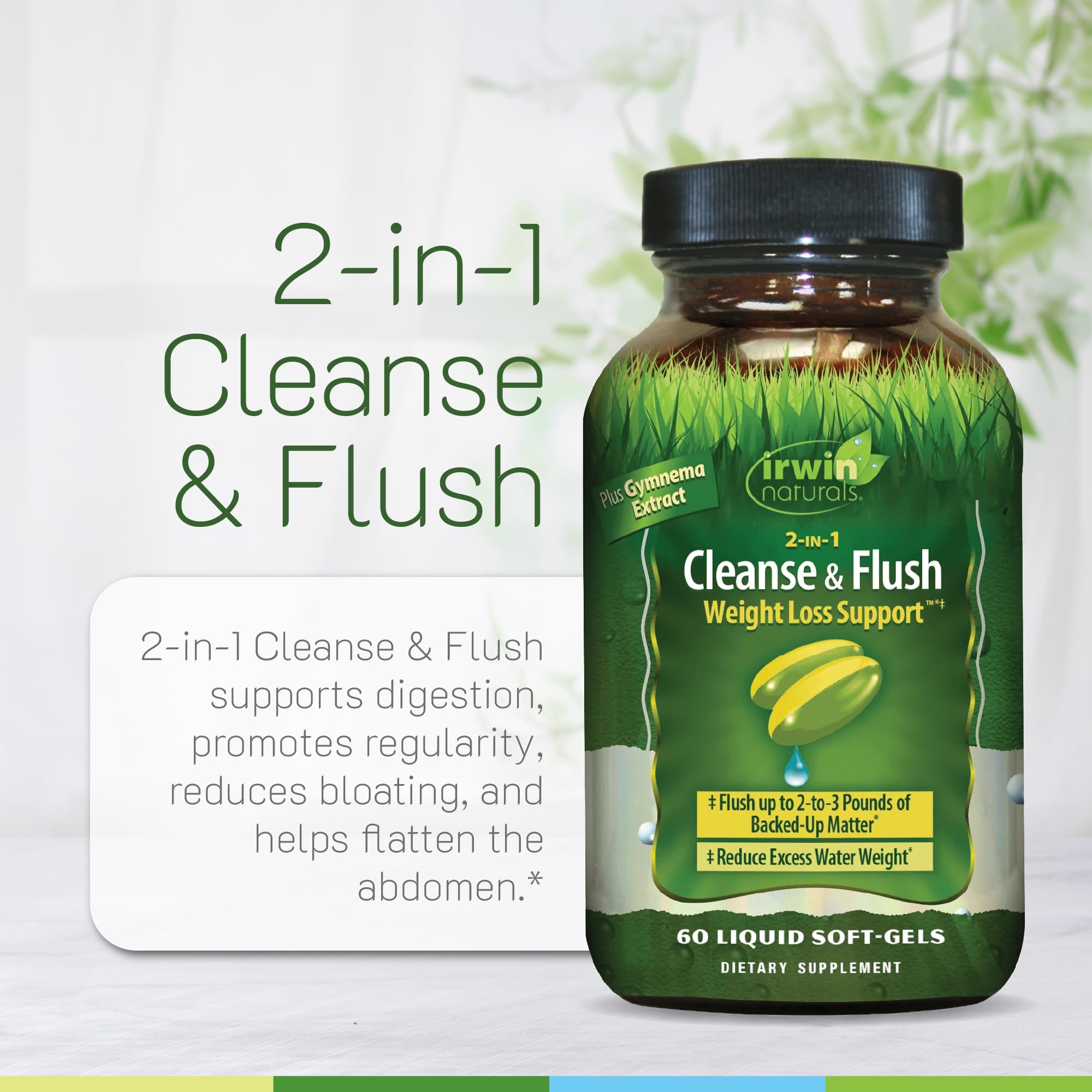 Irwin Naturals 60 soft gels displayed for easy daily detox.