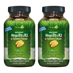 Irwin Naturals D3 K2 Turmeric softgels bottle front label
