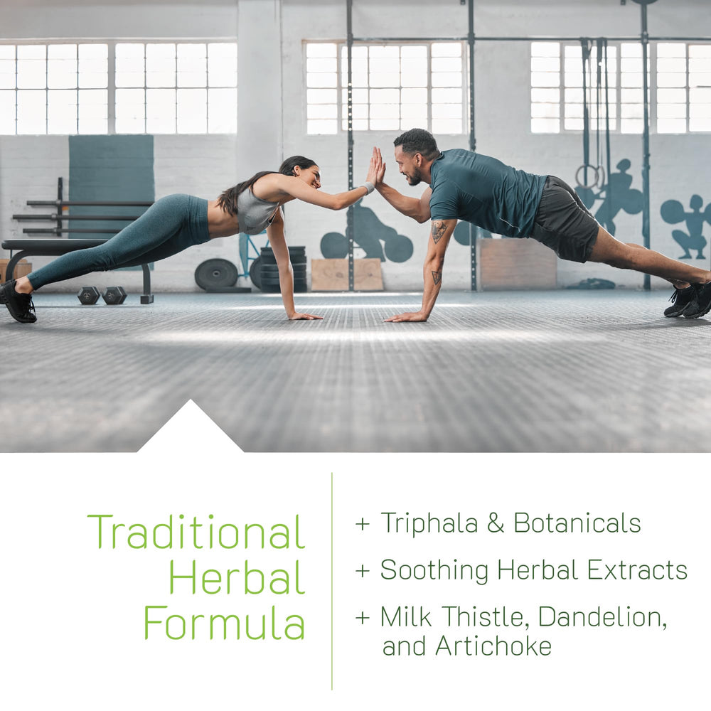 Irwin Naturals Daily Gentle Cleanse Triphala ingredients image suggests traditional Ayurvedic roots for balanced flow.