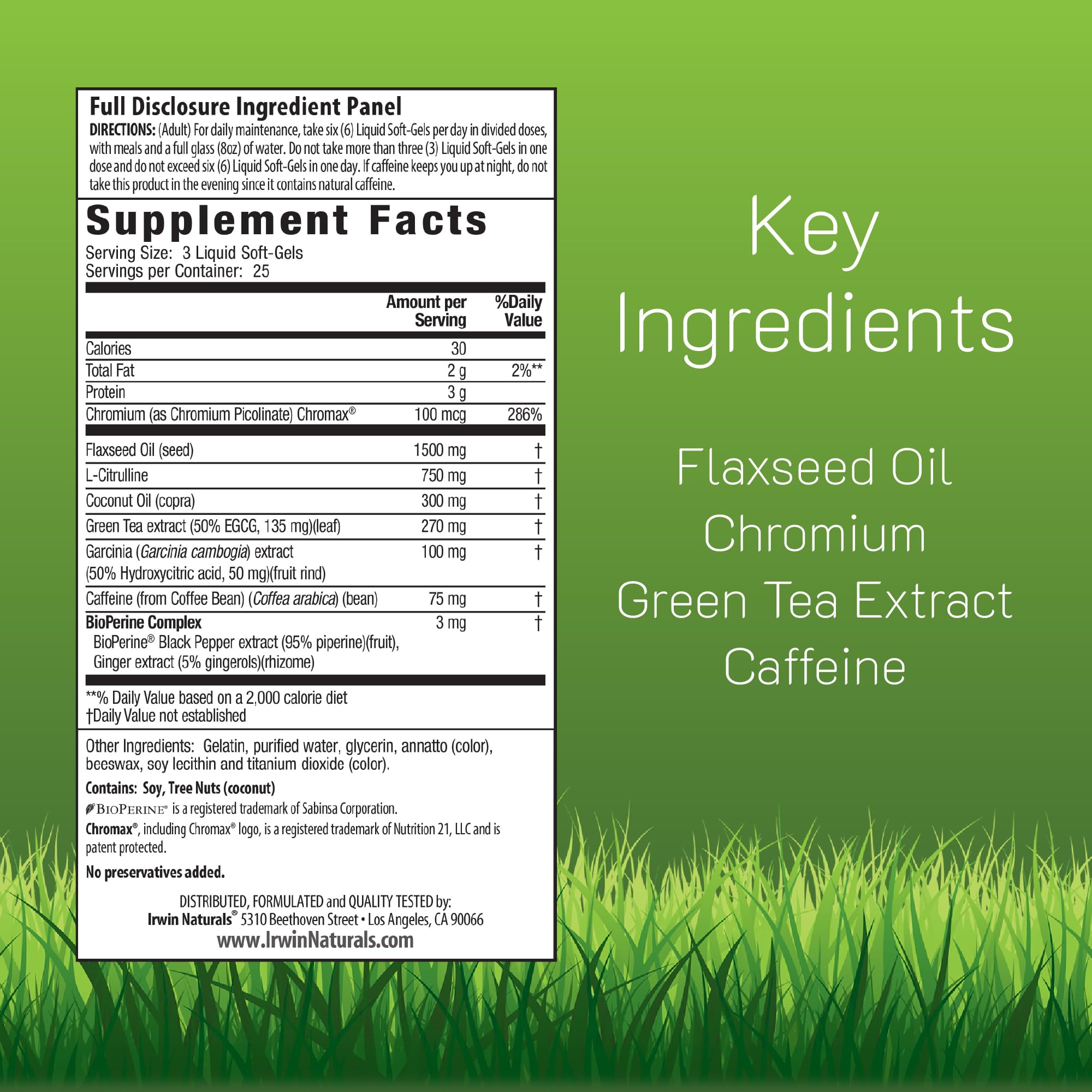 Label close-up showing 75 soft-gels per bottle and 2-pack
