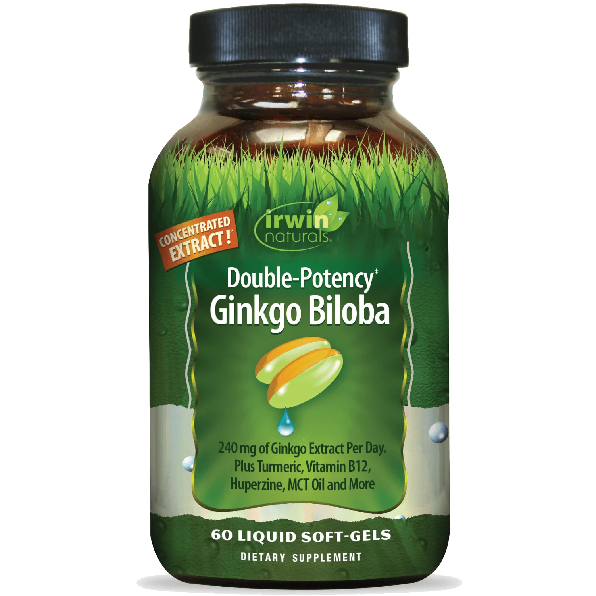 Irwin Naturals Ginkgo Biloba 240mg bottle with 60 softgels