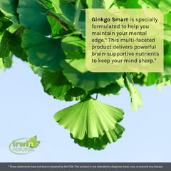 Close-up of supplement facts panel on Ginkgo Smart bottle