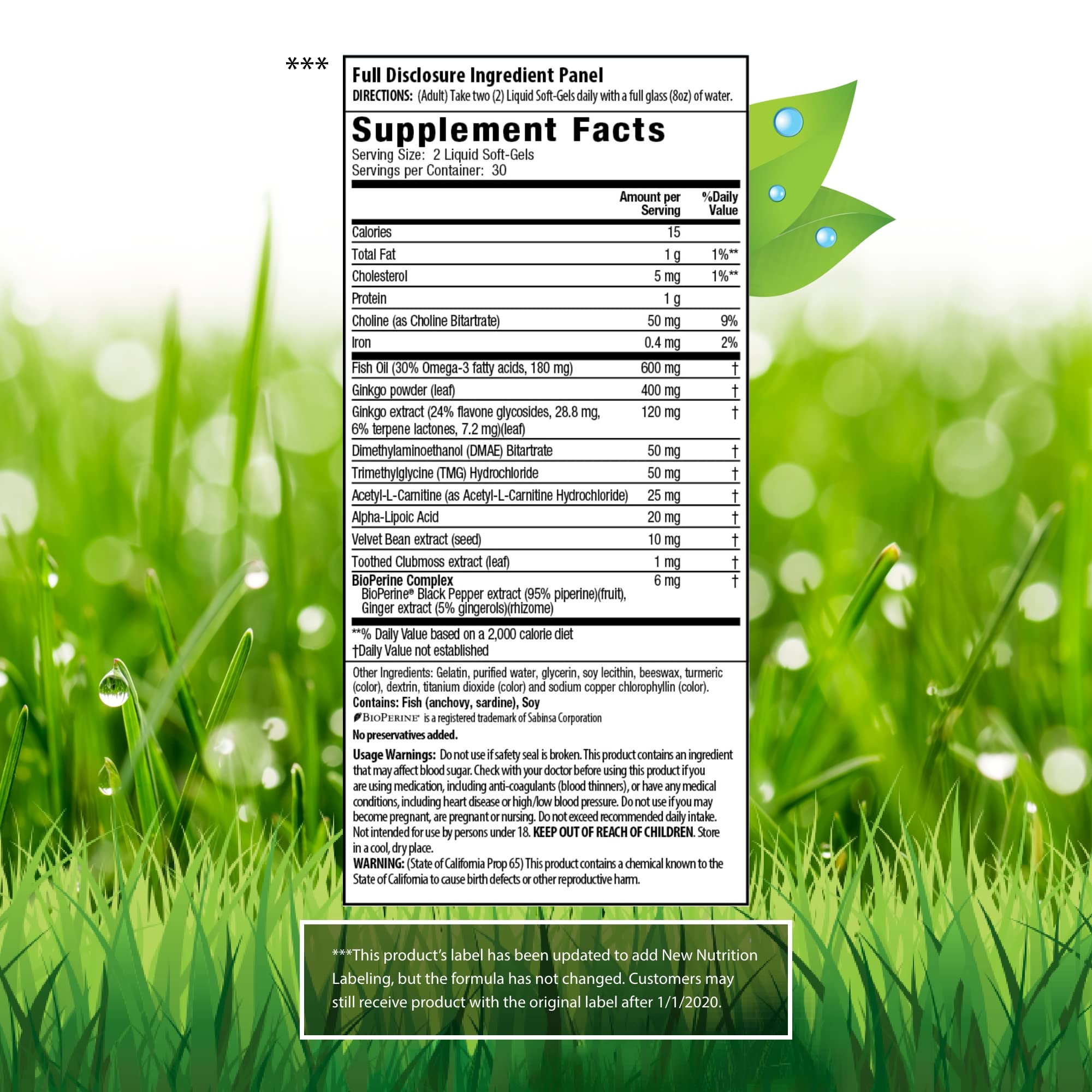 Softgels and omega-3 supplement imagery with clubmoss extract