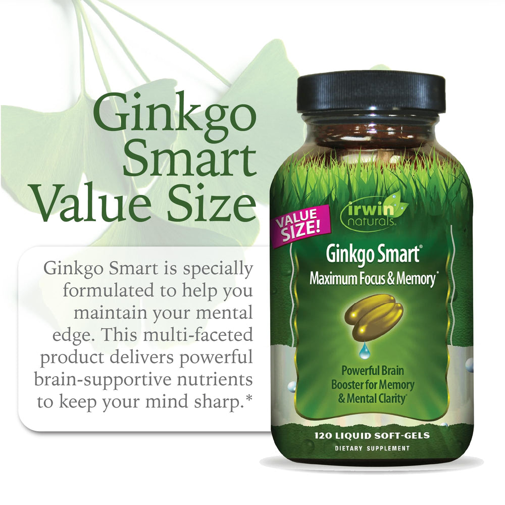 Illustration of Ginkgo Smart ingredients including acetyl-L-carnitine and DMAE