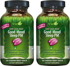 Hero image of Irwin Naturals Good Mood Sleep PM two-pack with 54 liquid soft-gels