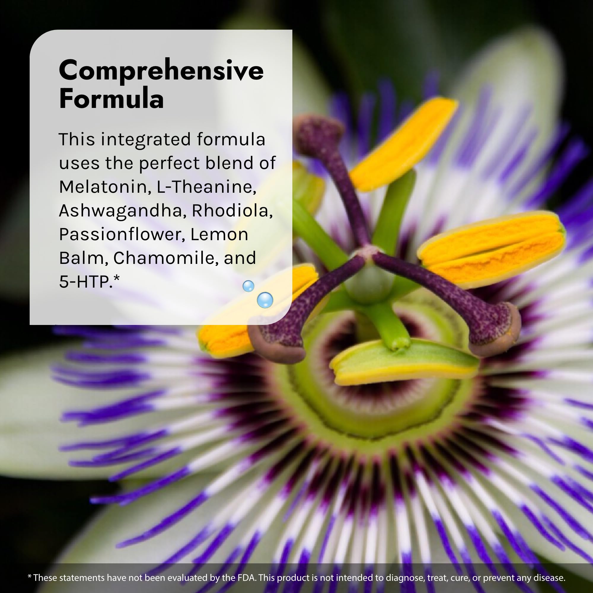 Ingredients highlights of Melatonin, L-Theanine, Rhodiola and more