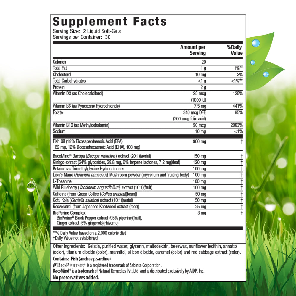 Close-up of Irwin Naturals Healthy Brain All-Day Focus soft-gels