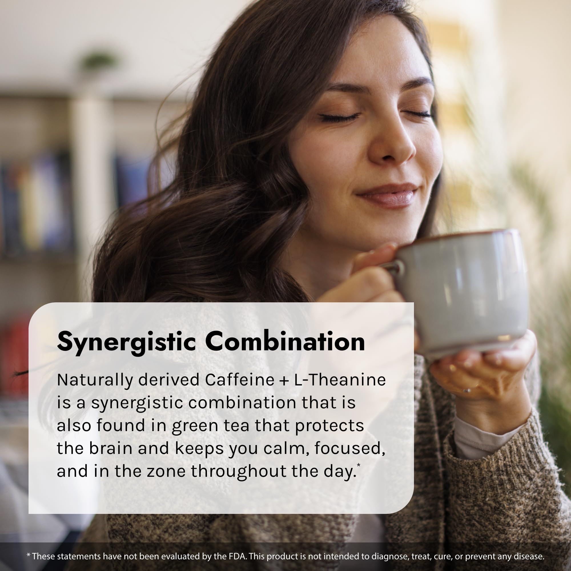 Ingredients illustration including B vitamins, resveratrol, lion's mane, ginkgo biloba