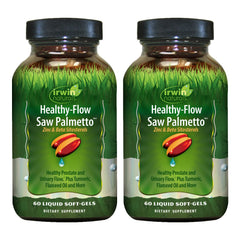 Front view of Irwin Naturals Healthy-Flow Saw Palmetto 60 Soft-Gels Pack of 2