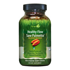 Bottle front of Irwin Naturals Healthy Flow Saw Palmetto with Zinc