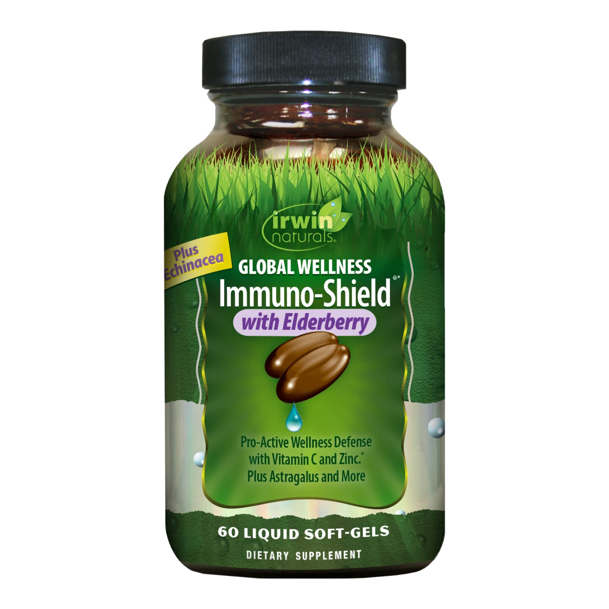 Irwin Naturals Immuno Shield with Elderberry bottle front view