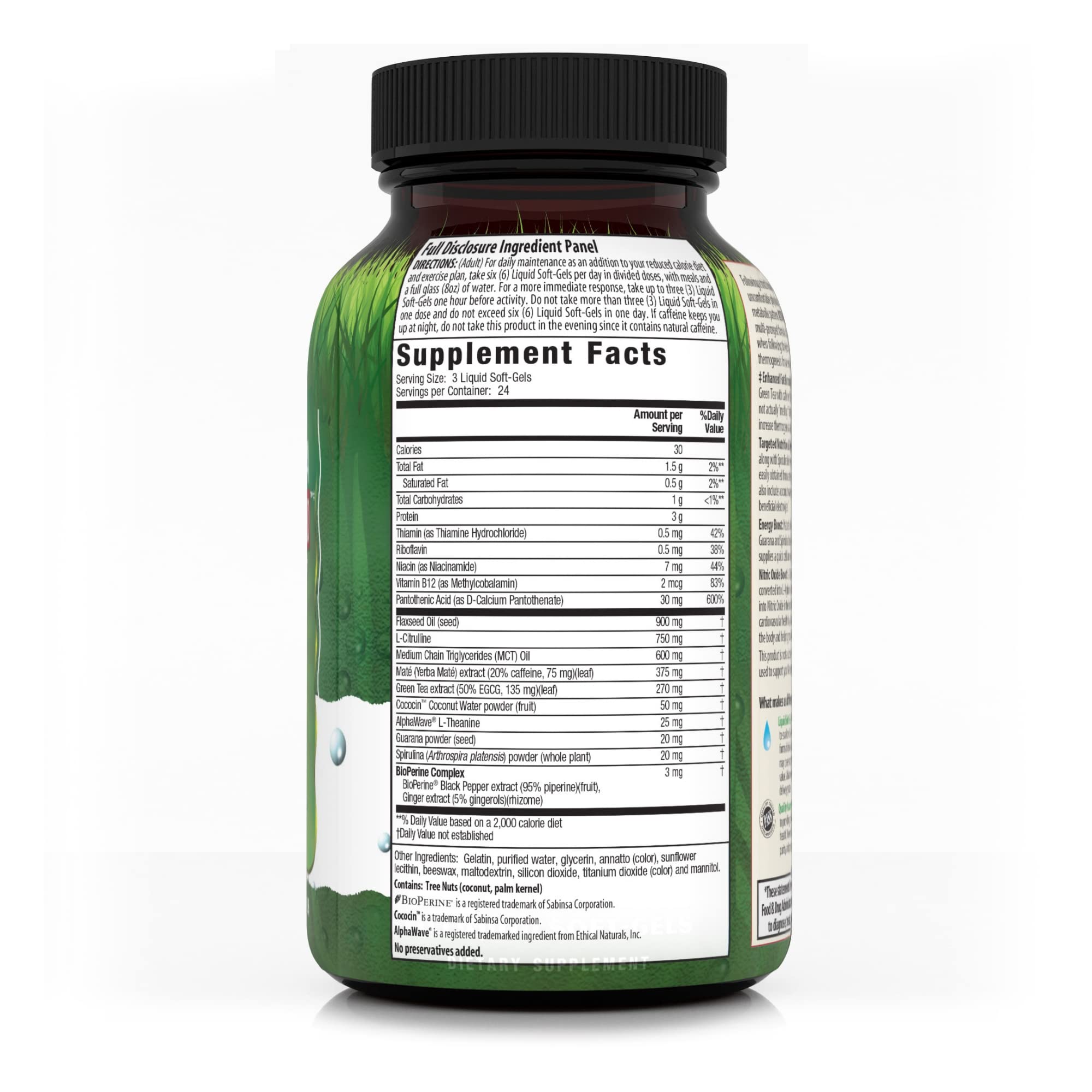 Close-up of Keto-Karma bottle label