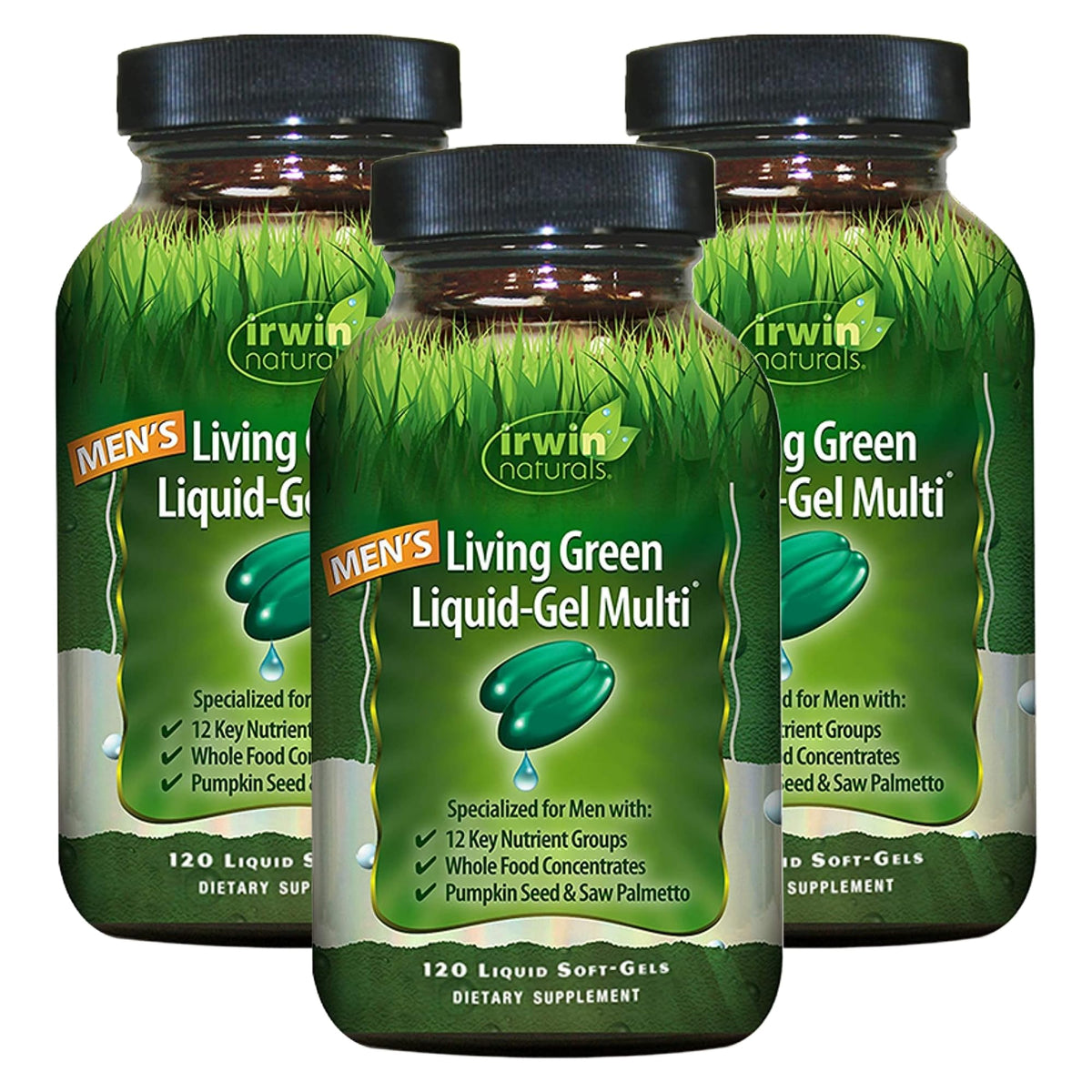 Irwin Naturals Men's Living Green Liquid-Gel Multi bottle on white background