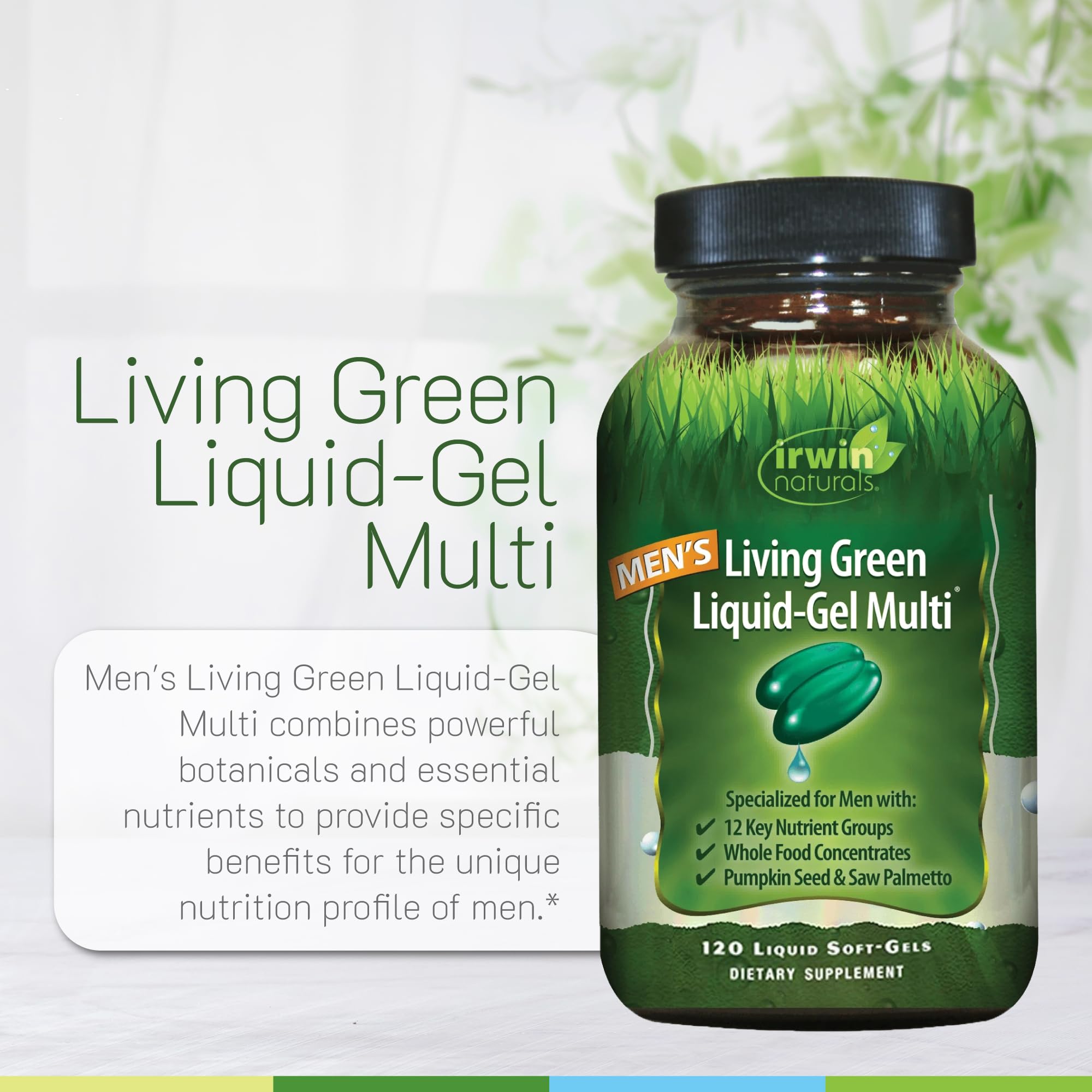 Close-up of liquid softgels in Irwin Naturals product