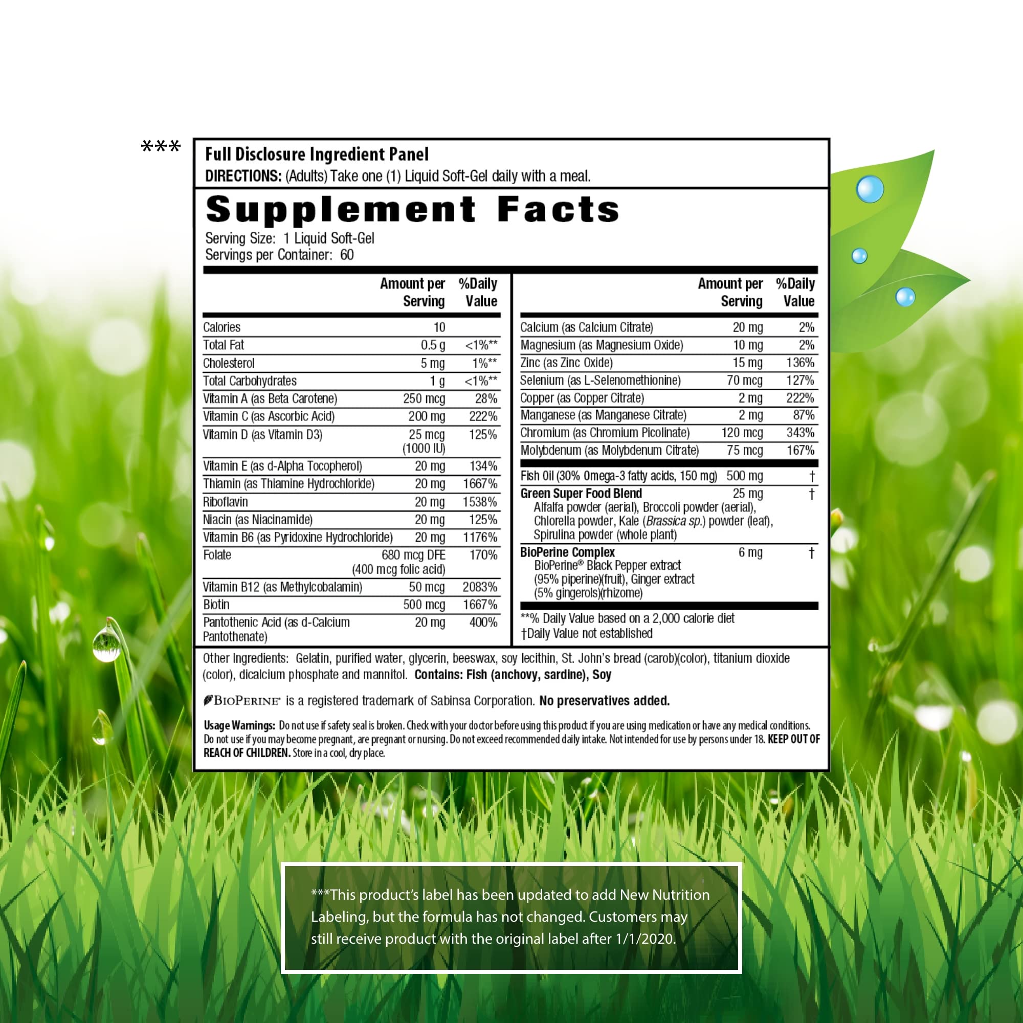Front view of Irwin Naturals Only One Liquid-Gel Multi Without Iron bottles