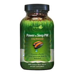 Irwin Naturals Power to Sleep PM bottle and packaging