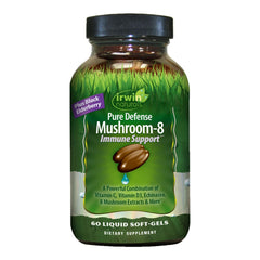 Packaging image of Irwin Naturals Pure Defense Mushroom-8 Immune Support with 60 liquid soft-gels