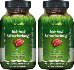 Front view of Irwin Naturals Triple-Boost Energy 2-pack bottles