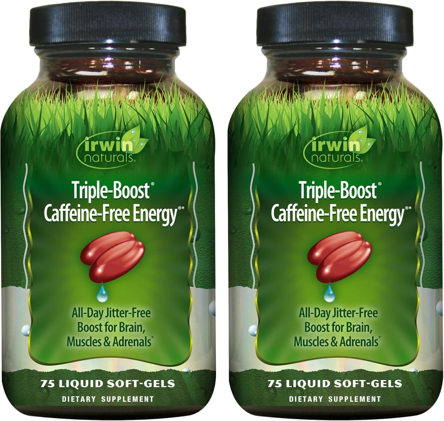 Irwin Naturals triple-boost energy bottle shows its label for steady daily energy.