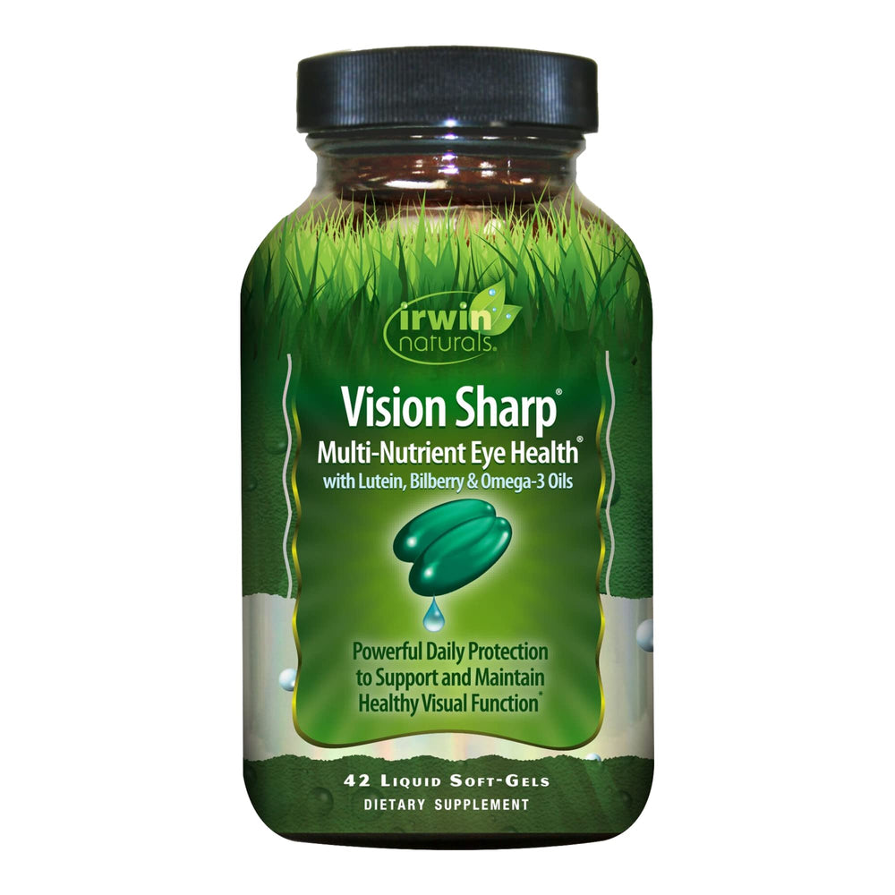 Bottle of Irwin Naturals Vision Sharp eye health supplement