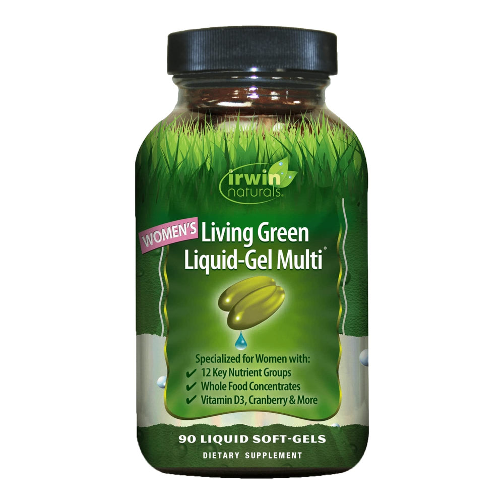 Bottle of Irwin Naturals Women's Living Green Liquid-Gel Multi - 90 liquid softgels