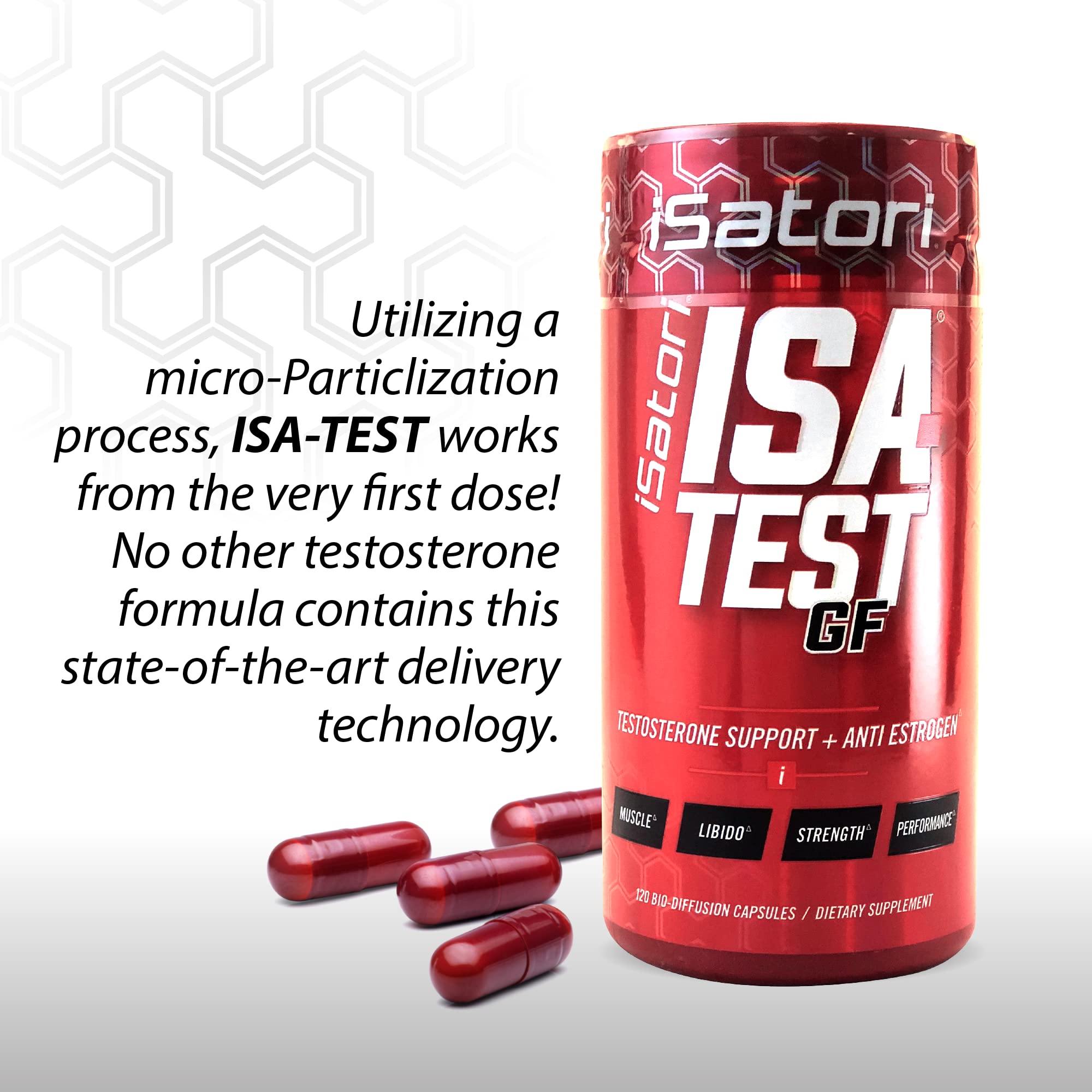 Concept image highlighting strength boost and muscle growth with ISA-Test GF