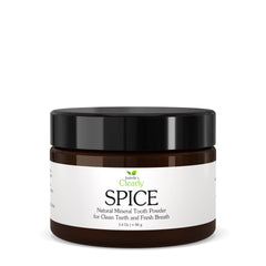 Jar of Isabella's Clearly Spice remineralizing tooth powder with label