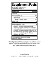 Liquid elixir served in a glass with botanical blend