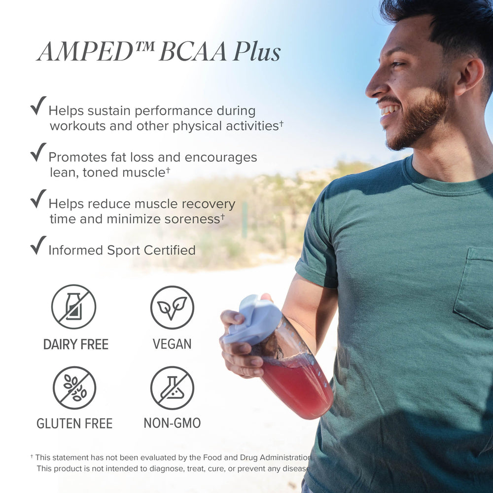 Athlete mixing AMPED BCAA Plus during a workout