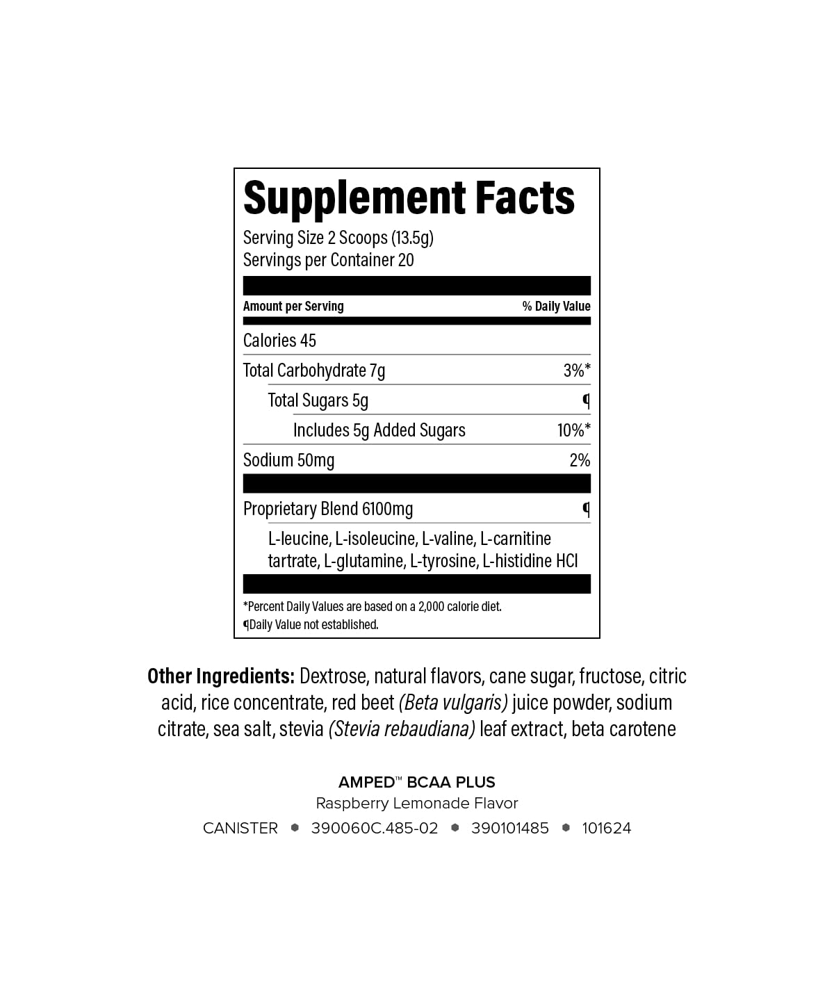 AMPED BCAA Plus Raspberry Lemonade powder scoop