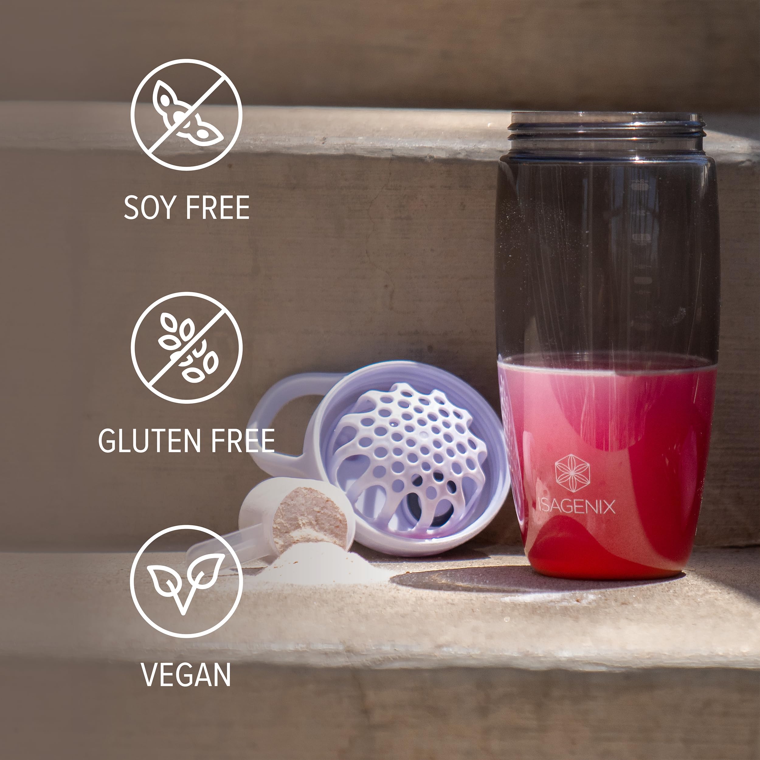 Isagenix Amped Nitro bottle placed with workout gear emphasizing portability and energy support.