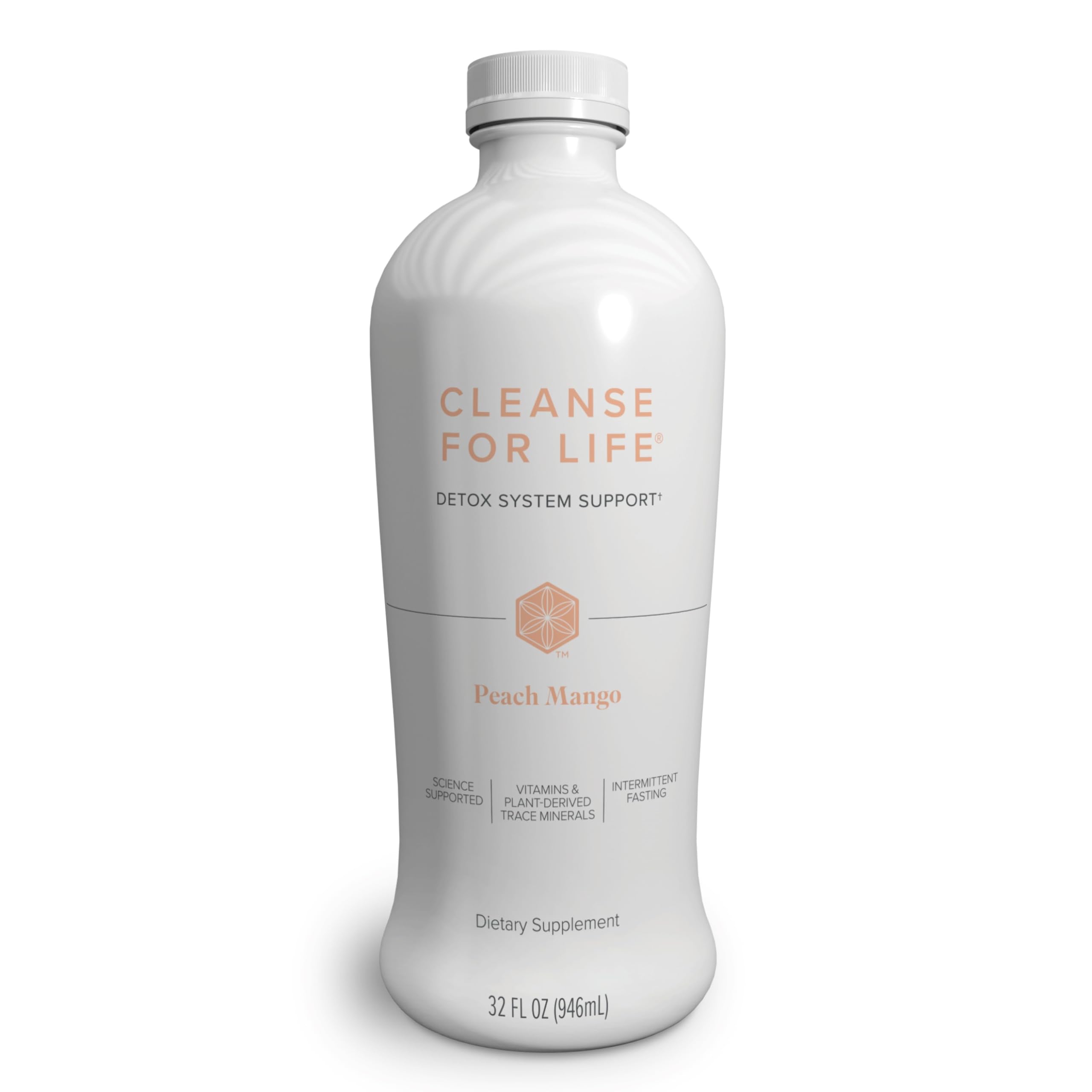 Isagenix Cleanse for Life Peach Mango bottle ready for daily detox routine