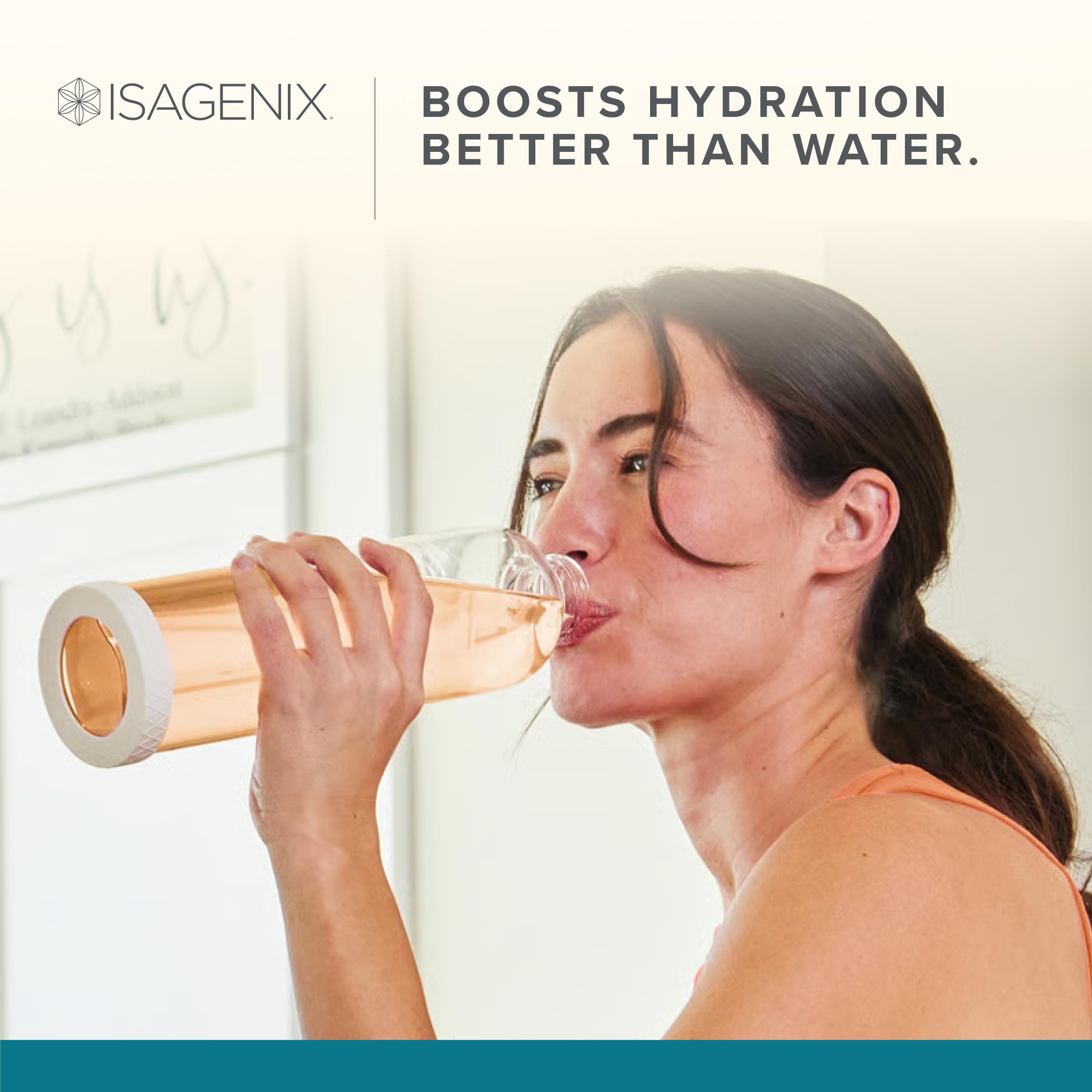 Isagenix Hydrate ingredients panel showing vegan-friendly, sugar-free formula