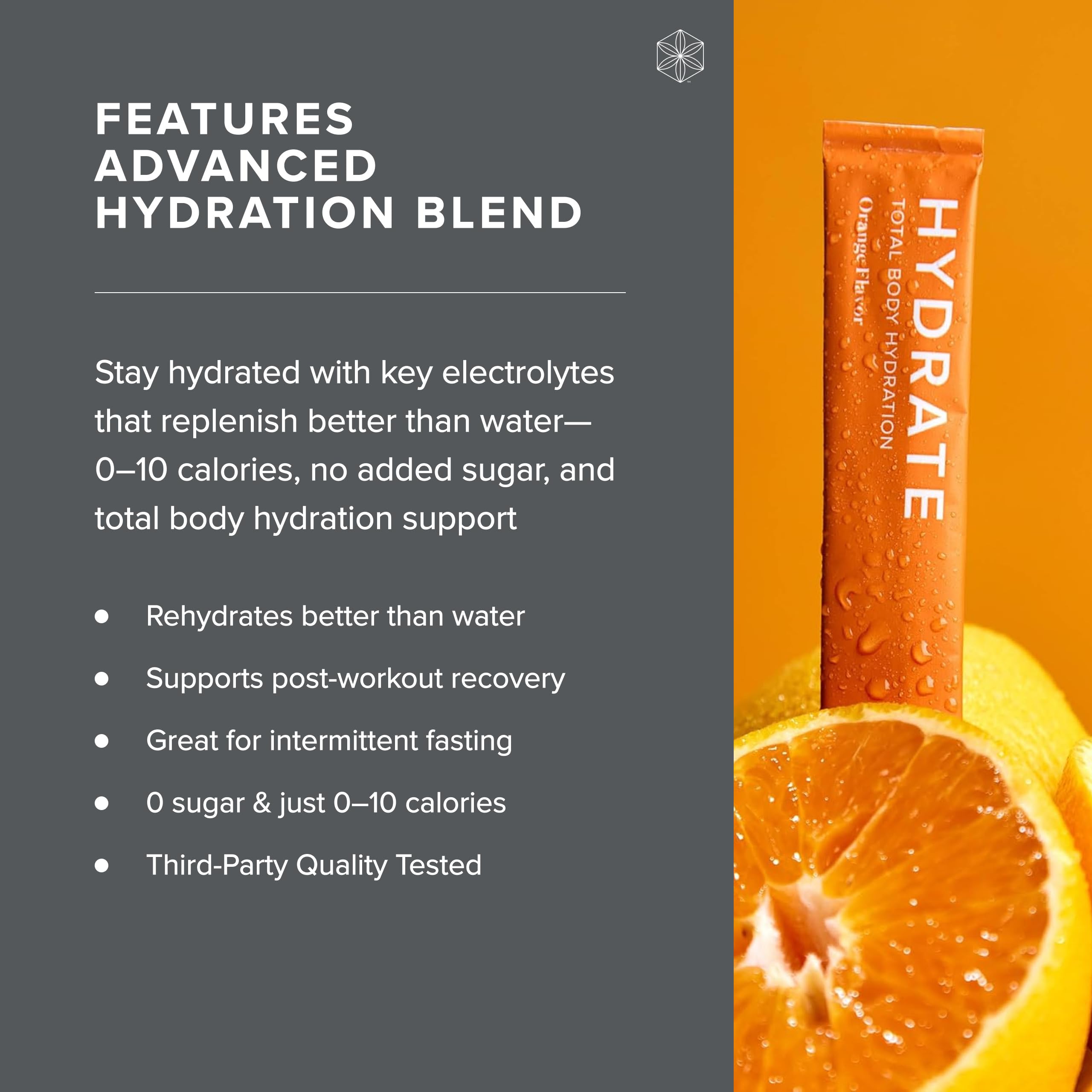 Isagenix Hydrate peach lemonade packet with immune-support vitamins C, D, NAC