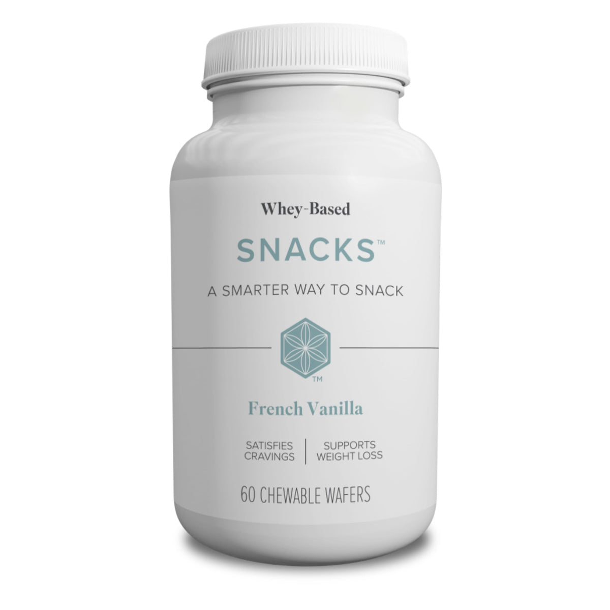 Isagenix Snacks French Vanilla flavor pack shot showing 60 chewable wafers