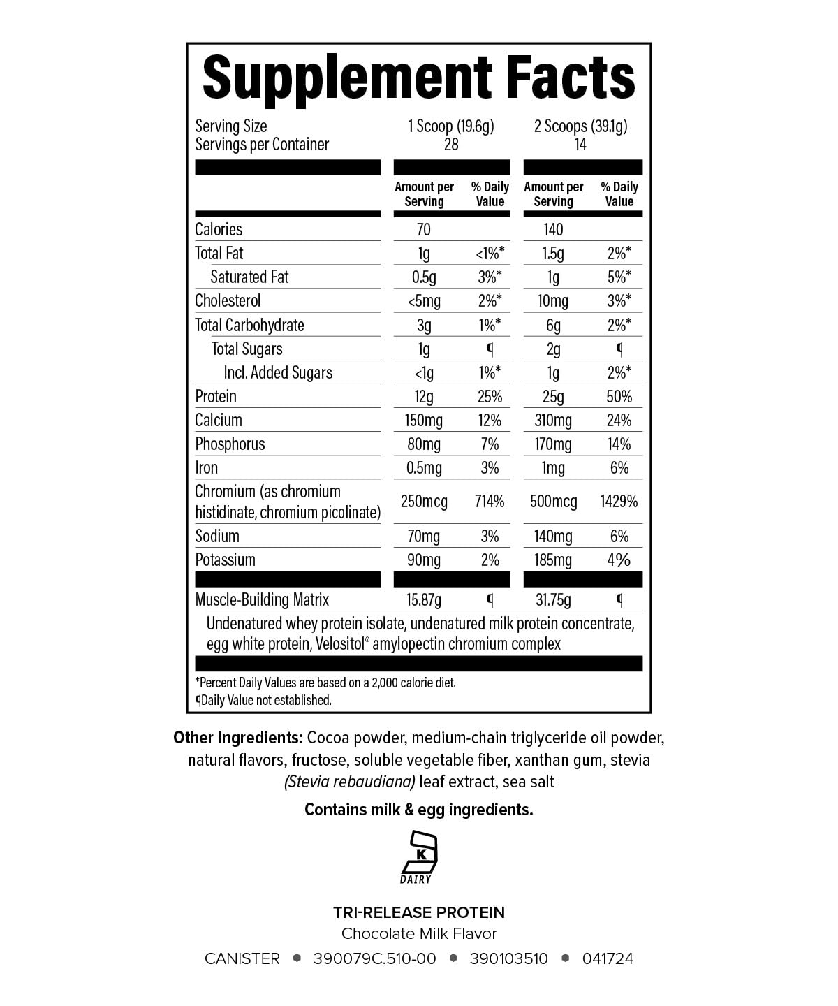 Side angle view of Isagenix Tri-Release Protein canister with label