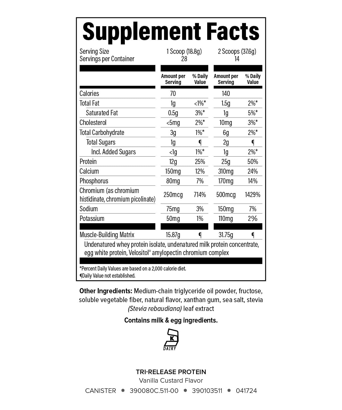 Isagenix Tri-Release Protein vanilla custard scoop demonstrates convenient 25g serving