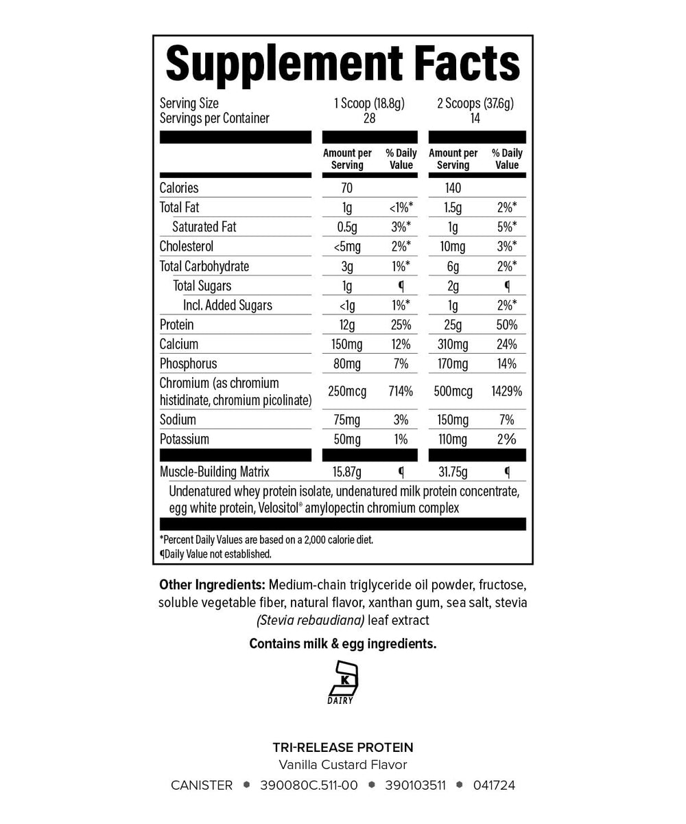 Isagenix Tri-Release Protein vanilla custard shake in glass illustrating multi-stage release concept