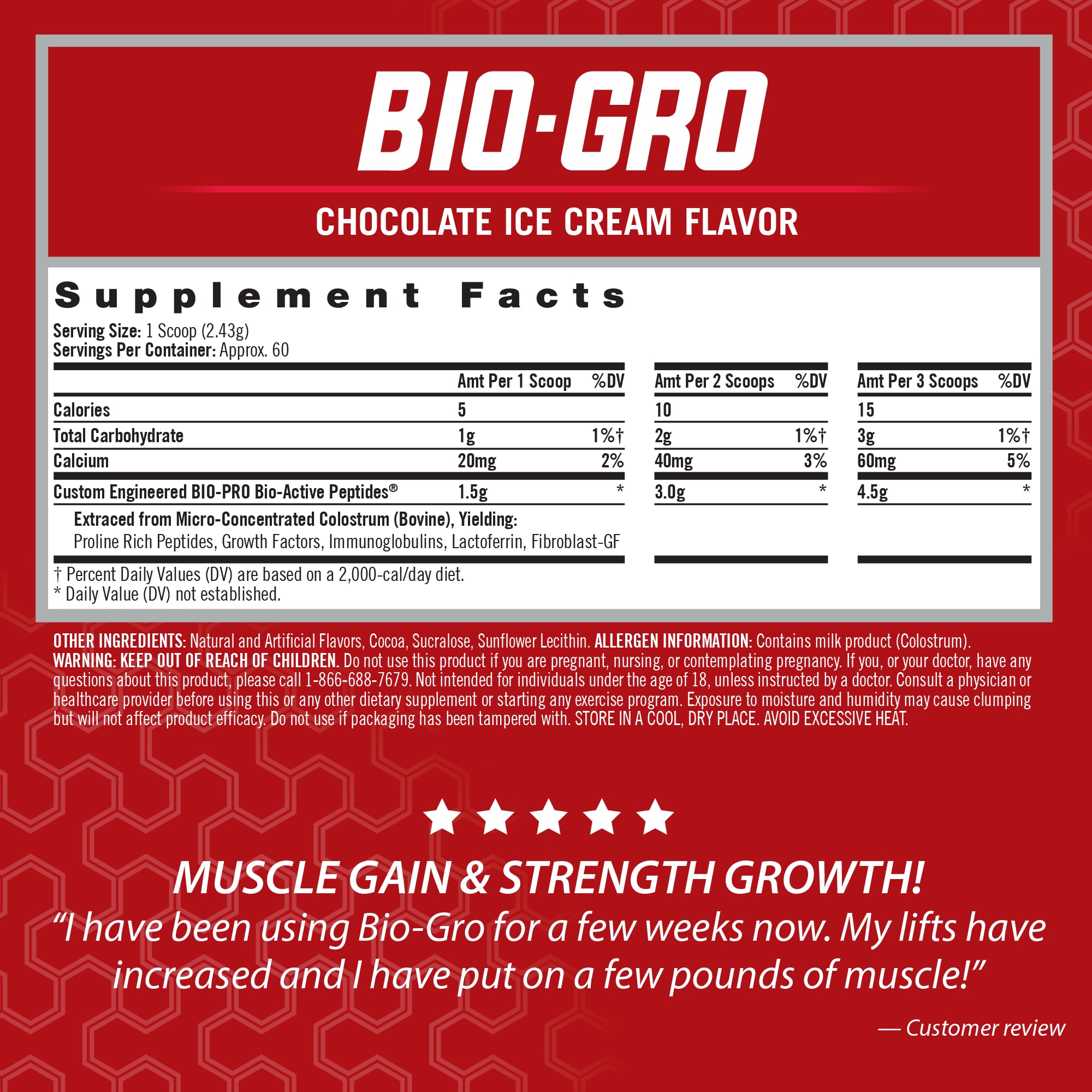 Isatori BIO-GRO bottle close-up with chocolate ice cream flavor for convenient recovery.