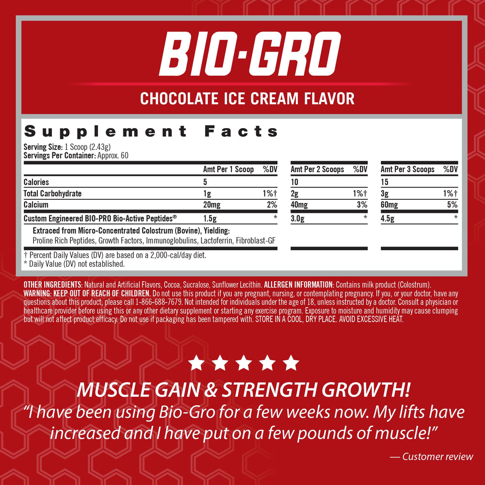 Isatori BIO-GRO bottle close-up with chocolate ice cream flavor for convenient recovery.