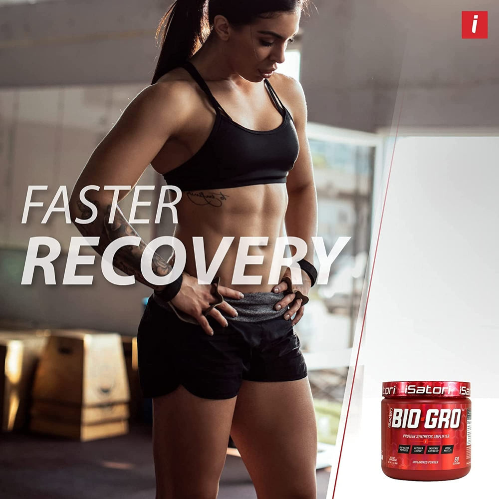 iSatori BIO-GRO colostrum peptides emphasize bio-active muscle support.