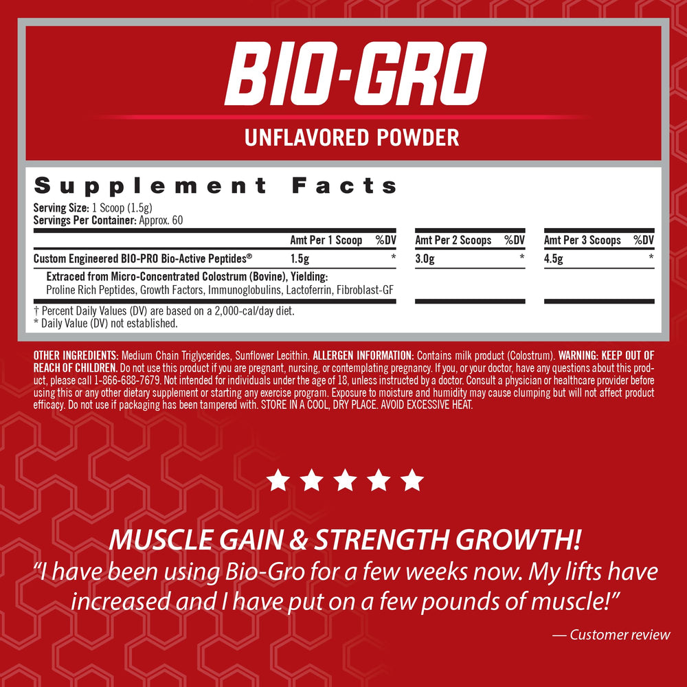 isatori BIO-GRO scoop beside powder ready for quick protein synthesis support
