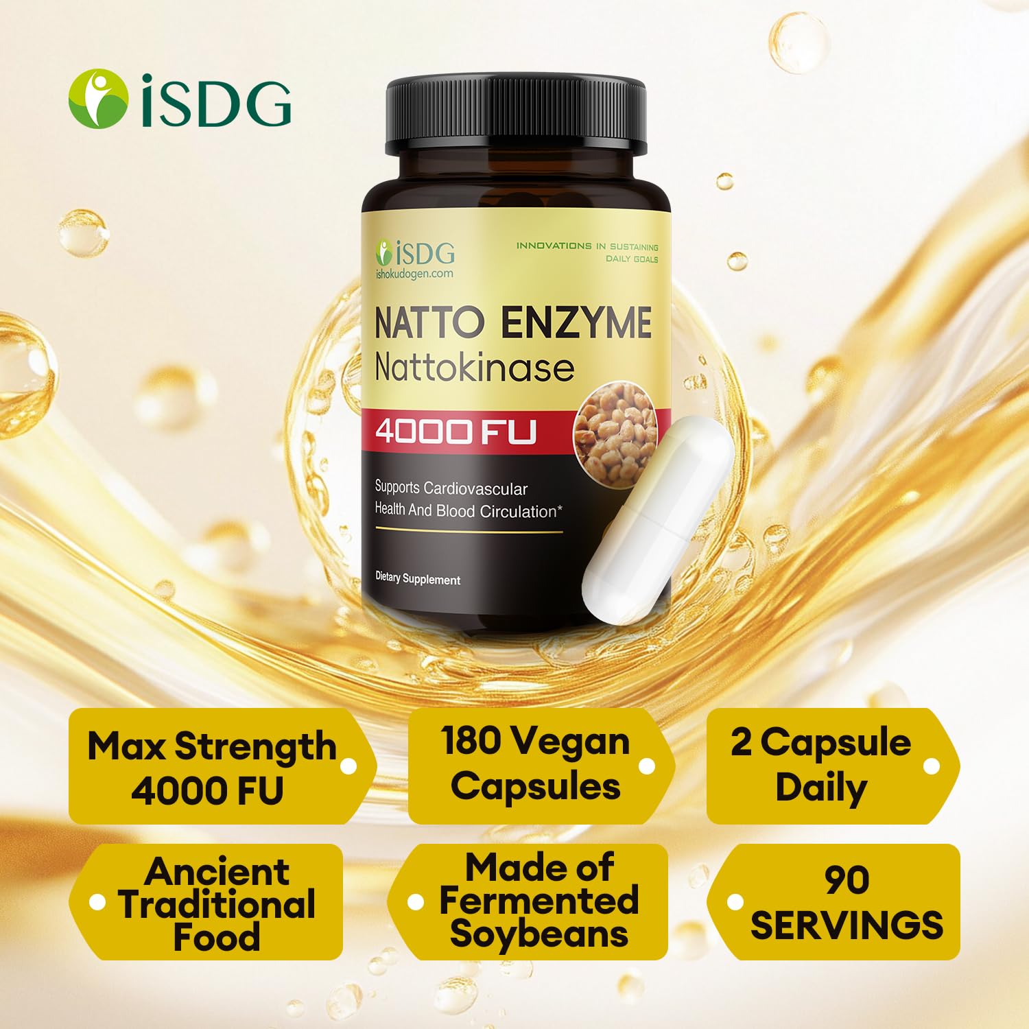 ISDG Nattokinase 4000 FU bottle - side view