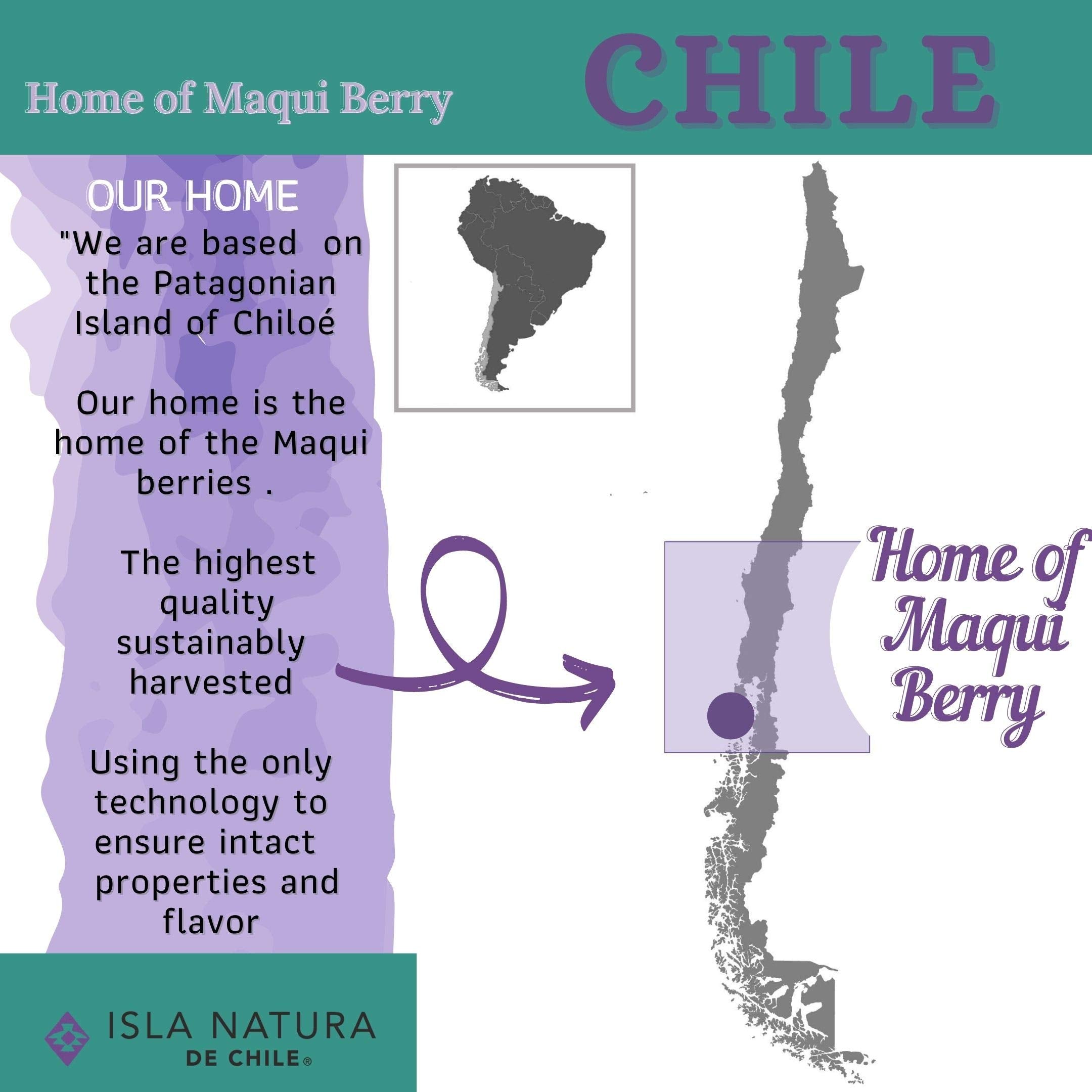 Glass bottle of Isla Natura Maqui capsules